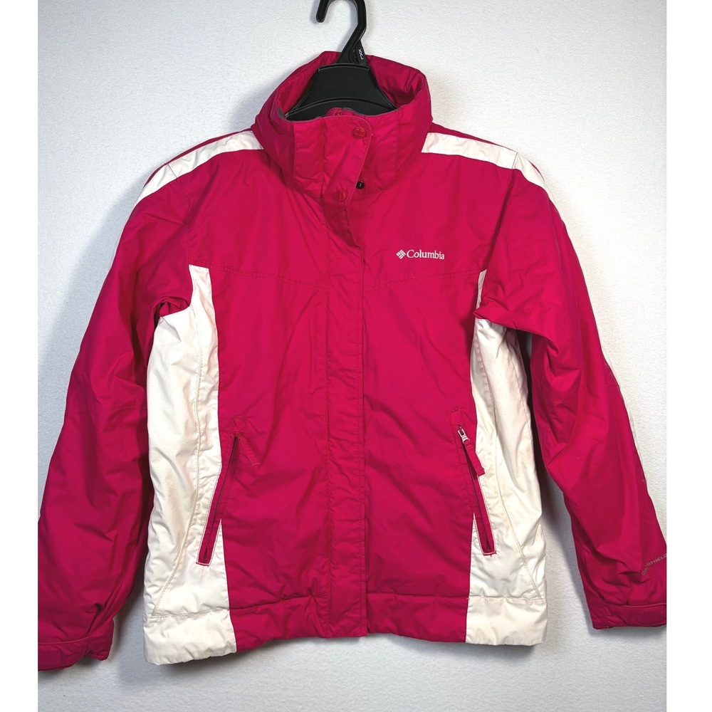 Columbia Winter Jacket Womens Medium Pink White Excellent Insulated Ski Coat